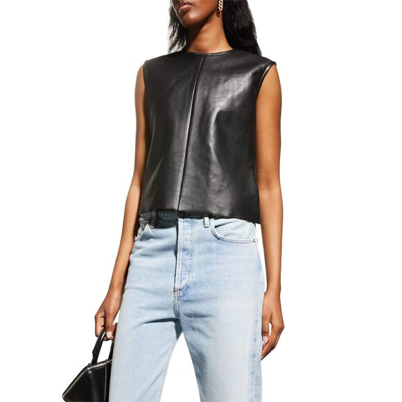 LAMARQUE SOFIA SLEEVELESS LEATHER TOP SIROCCO - Picture 7 of 7